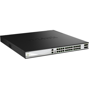 D-Link DXS-3130-28P 28-Port 10G Layer 3 Stackable Managed Switch, 24x 10GbE PoE++ and 4x 25GbE SFP28 ports